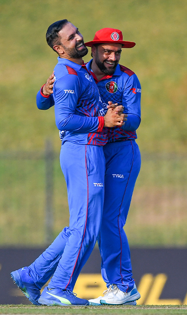 Mohammad Nabi all smiles as he takes his wicket